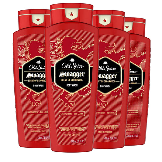 Old Spice Mens Body Wash Swagger Scent 24/7 Shower Freshness 16 Fl Oz (Pack of 4)